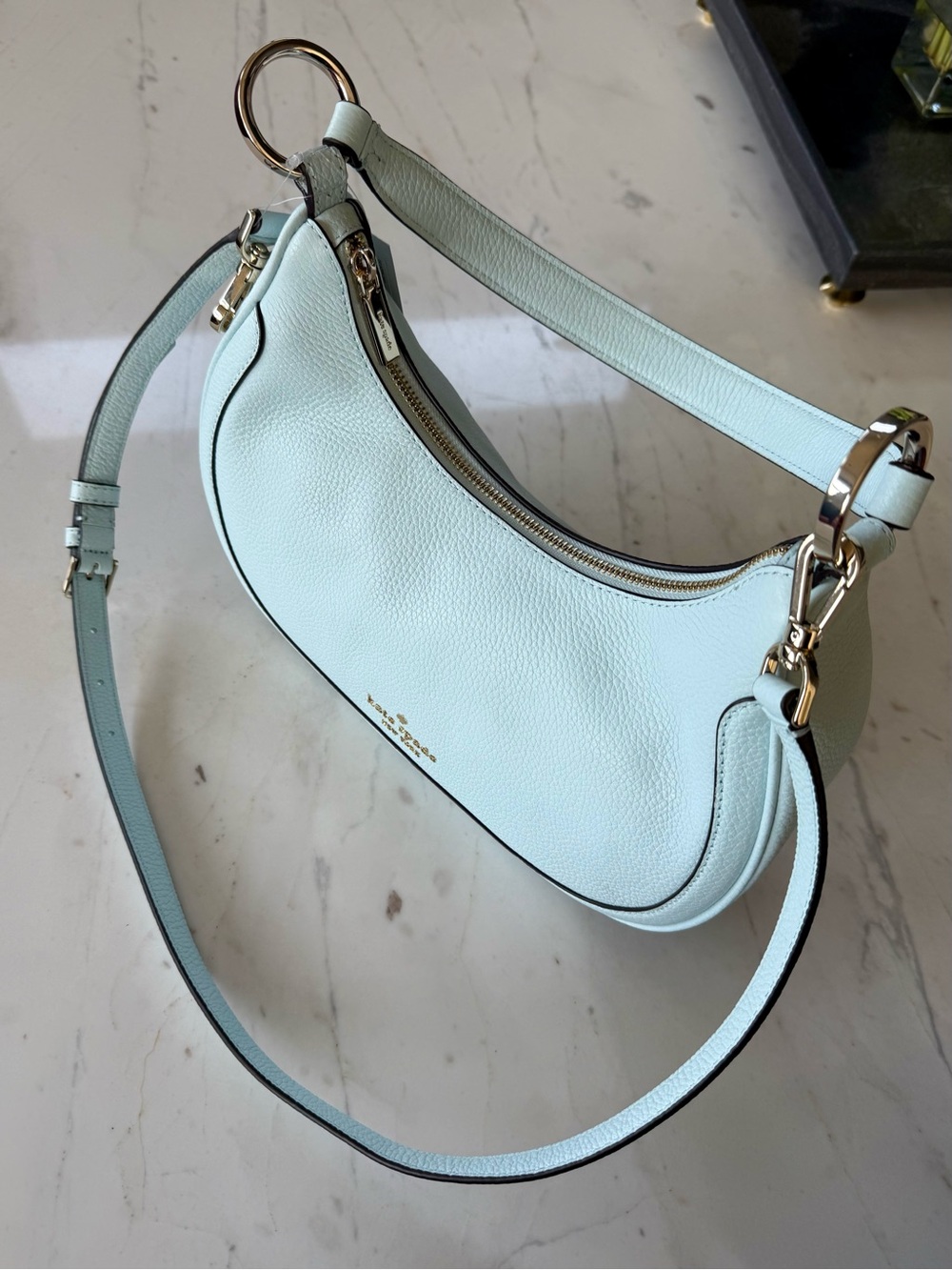 New Kate Spade Leila Pebbled Leather Shoulder/Crossbody Bag Crisp Sky - Picture 14 of 16